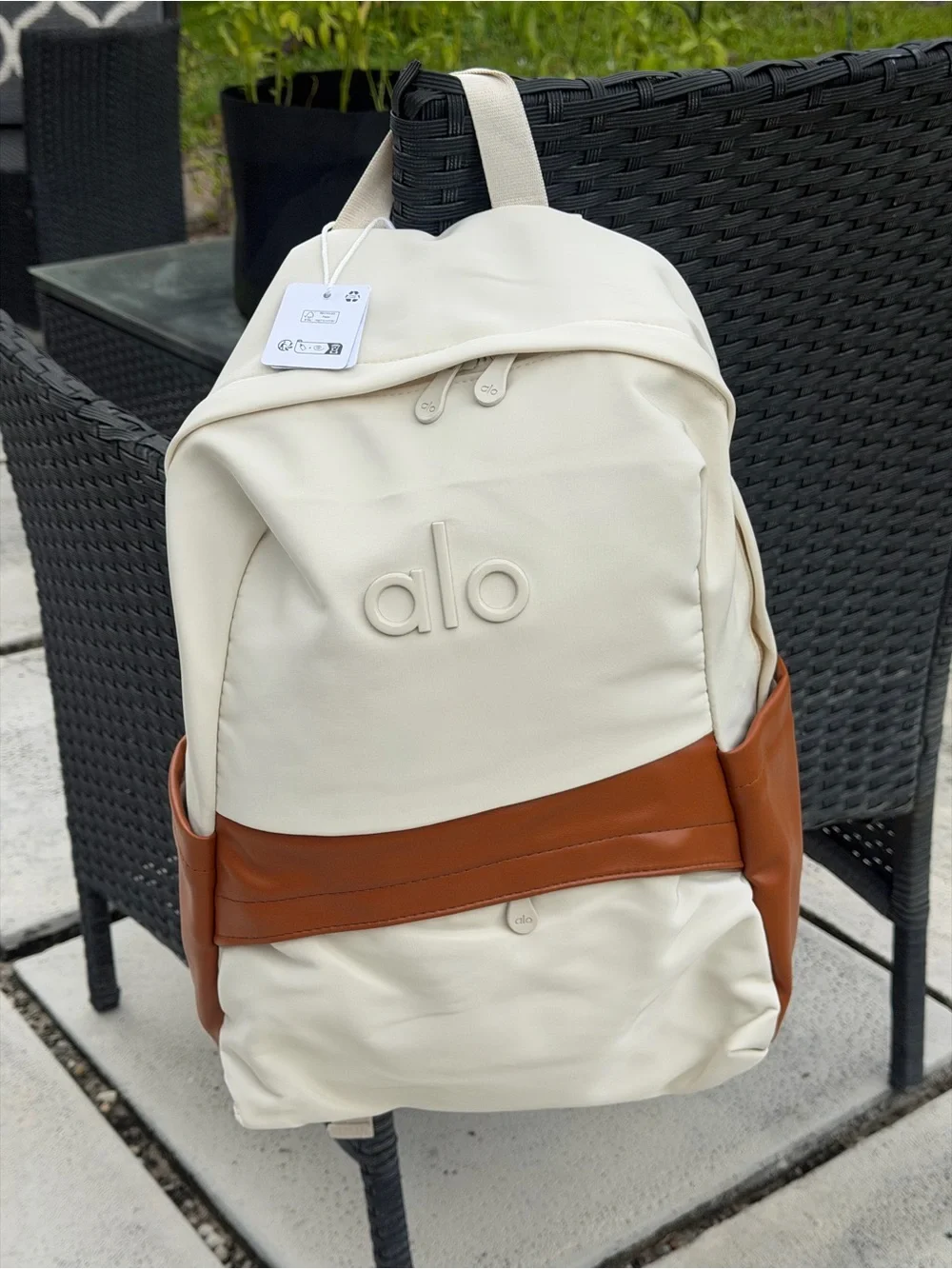 ALO YOGA Cream and Brown Two-Tone Backpack